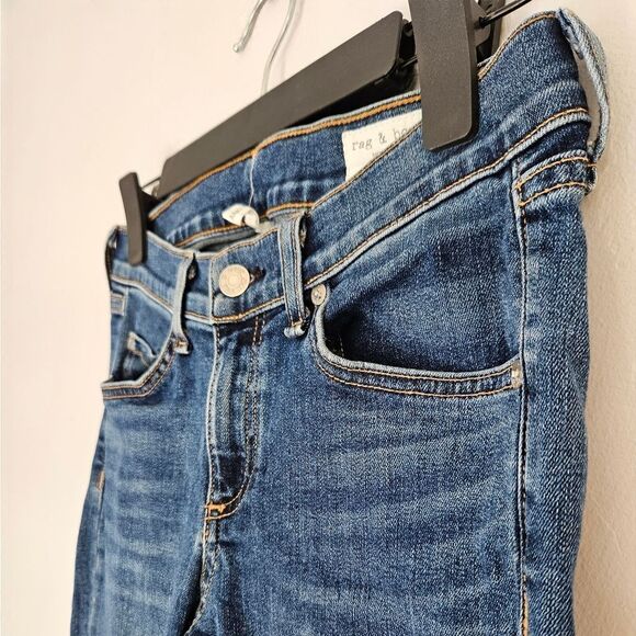 Rag & Bone Cate Mid-Rise Ankle Skinny Fray Step Hem Jeans in Hampton Wash 26 - Picture 7 of 15